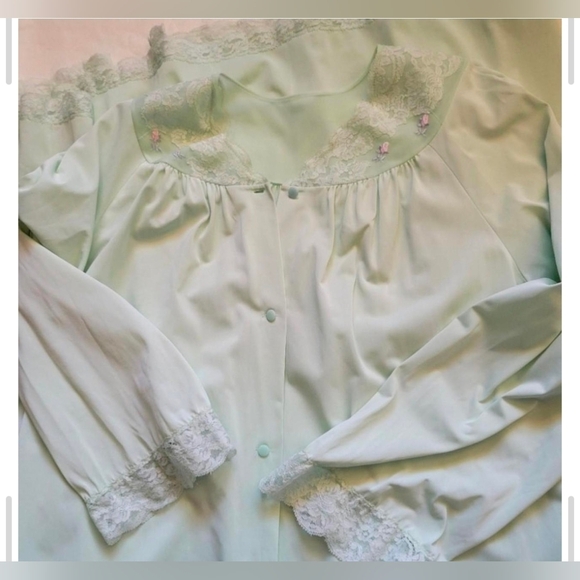 Shadow Line Green Lace Embroidery Robe L Green - Picture 3 of 5